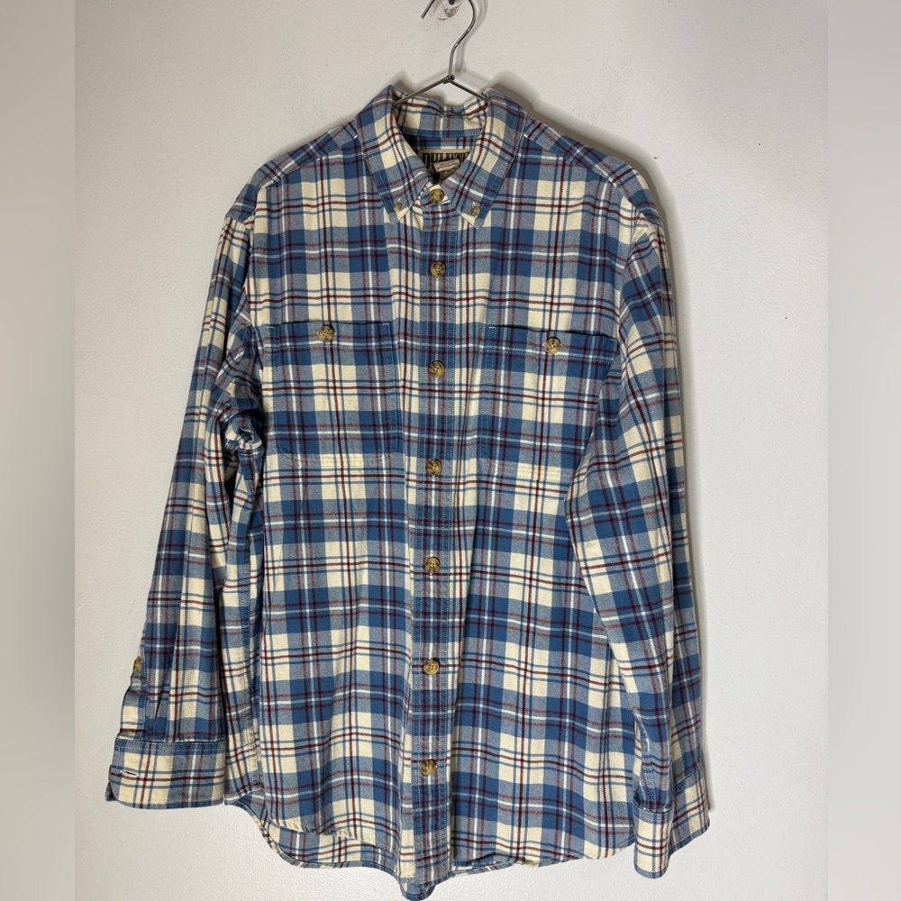 duluth trading Blue Plaid Collar Button Down Shirt Men’s Medium